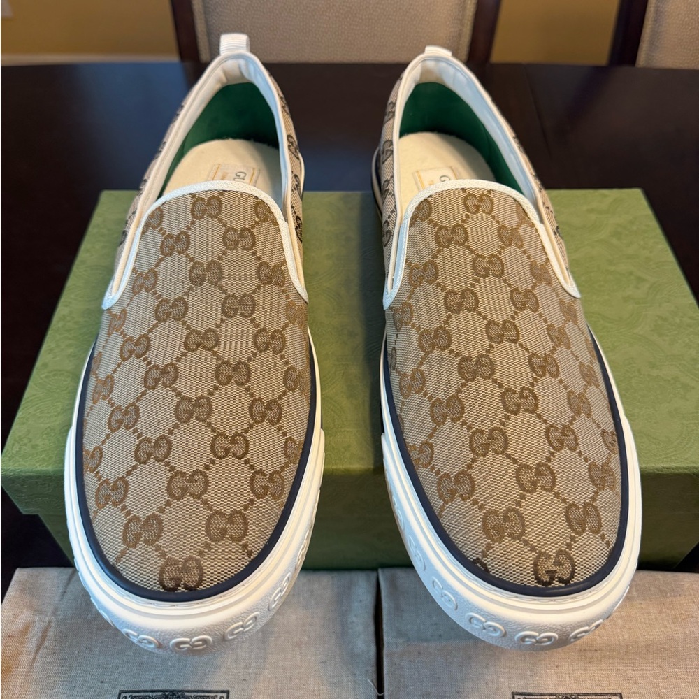 New Gucci GG Supreme Logo Tennis 1977 Slip On Sneaker Shoes Size UK 12.5 / US 13 - Picture 7 of 16
